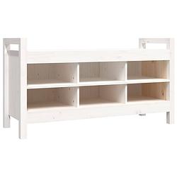 Foto van The living store halbank rustic pine - opbergbank - 110x40x60 cm - wit