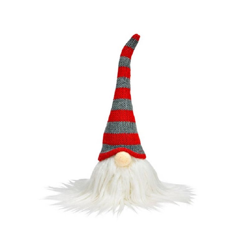 Foto van Pluche gnome/dwerg decoratie pop/knuffel wit/rood/grijs 24 cm - kerstman pop