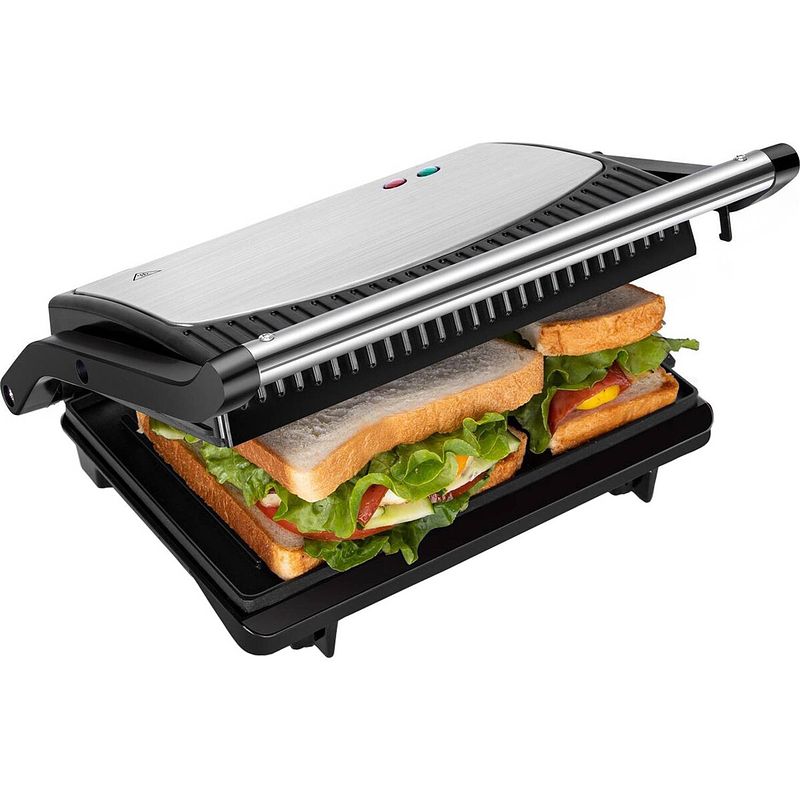 Foto van Contactgrill - tosti apparaat - tosti ijzer - aigi korky - cool touch - rvs - zwart/zilver