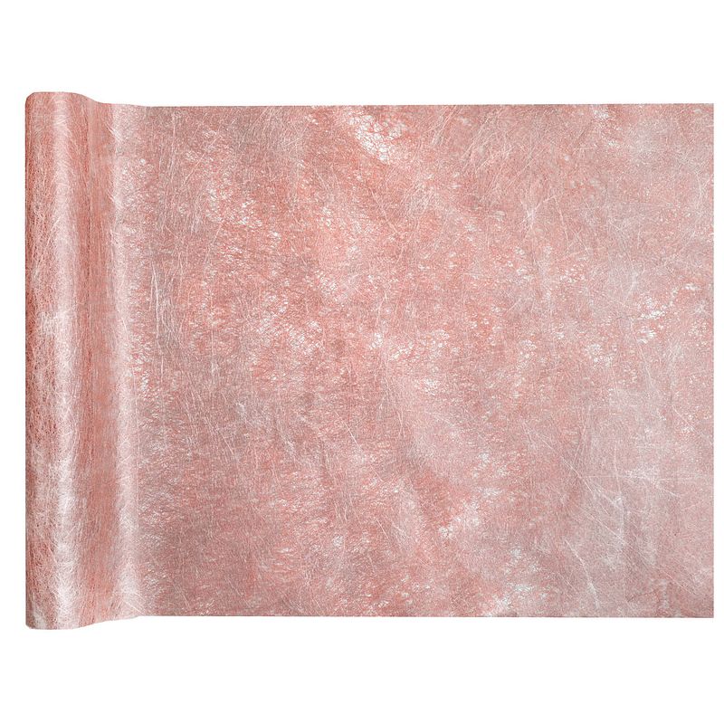 Foto van Santex tafelloper op rol - polyester - metallic rose goud - 30 x 500 cm - feesttafelkleden