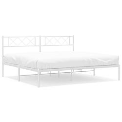 Foto van Vidaxl bedframe met hoofdbord metaal wit 193x203 cm