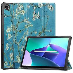 Foto van Basey lenovo tab m10 plus (3e gen) hoesje kunstleer hoes case cover - bloesem