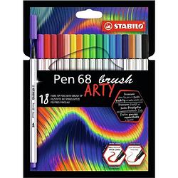 Foto van Stabilo pen 68 brush - premium brush viltstift - arty etui met 18 kleuren
