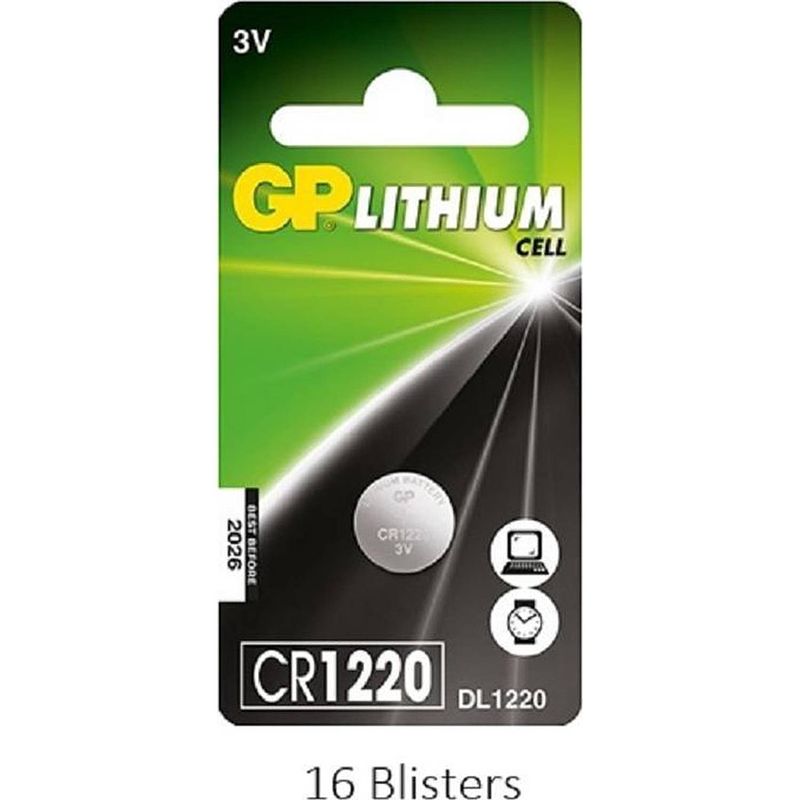 Foto van 16 stuks (16 blisters a 1 stuks) gp lithium cell cr1220