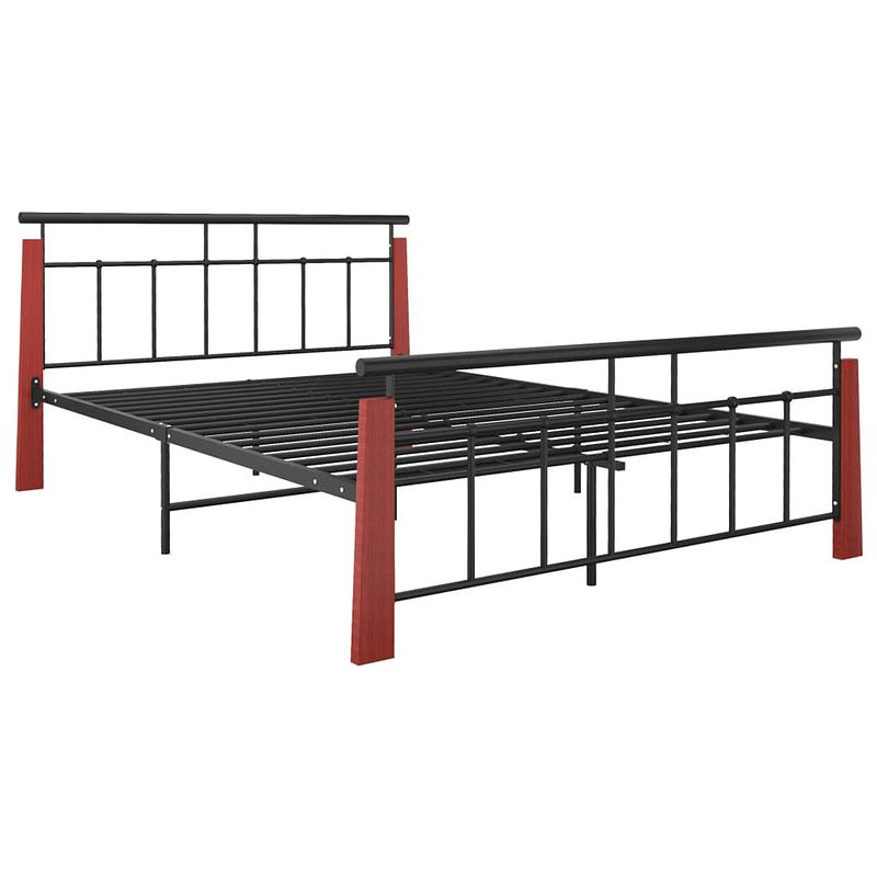 Foto van The living store bedframe - metalen - zwart - 206 x 153 x 86 cm - geschikt voor 140 x 200 cm matras