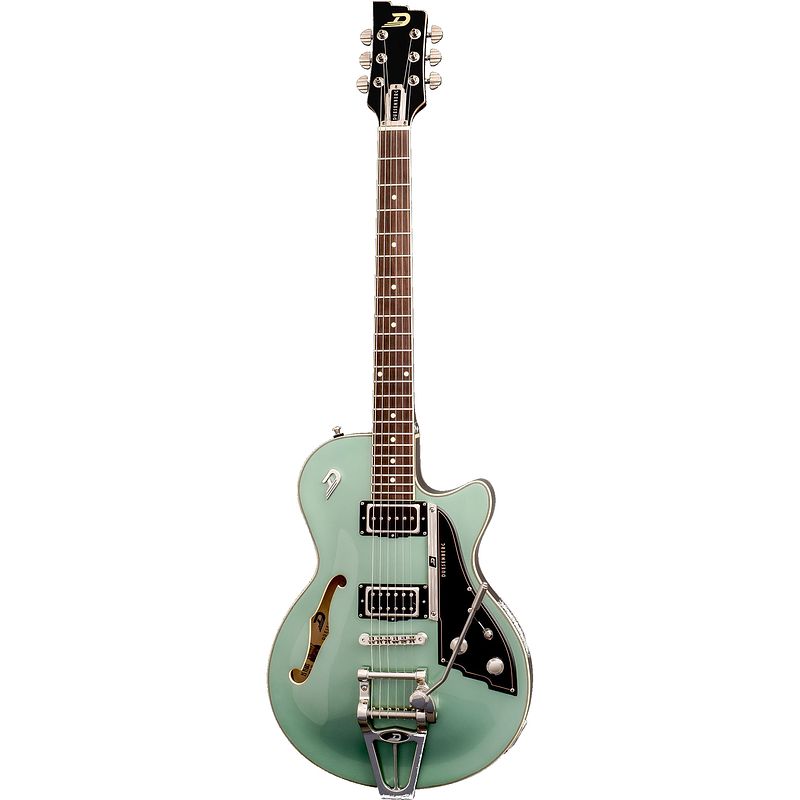 Foto van Duesenberg starplayer tv catalina harbor green semi-akoestische gitaar met koffer