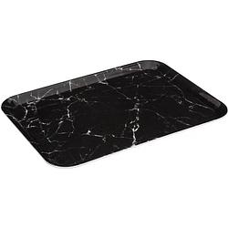 Foto van Dienblad/serveer tray marble - melamine - zwart - 33 x 43 cm - rechthoek - dienbladen