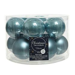 Foto van Kerstbal glas d5cm o.blauw ass 12st