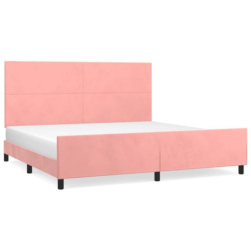 Foto van The living store bedframe - - bedframe - afmeting- 203 x 206 x 118/128 cm - ken- zacht fluweel