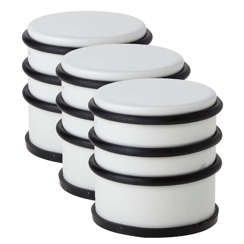 Foto van 3x stuks deurstoppers rond metaal/rubber 7 cm - deurstoppers