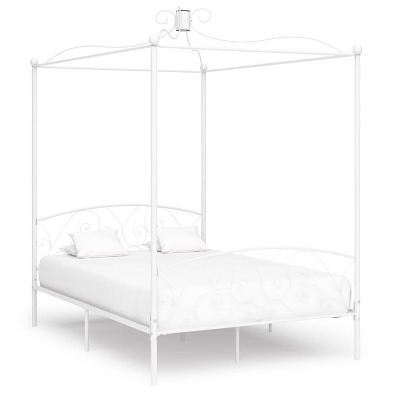 Foto van Vidaxl hemelbedframe metaal wit 140x200 cm