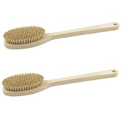 Foto van Set van 2x stuks houten badborstels/massageborstels/wellnessborstels 39 cm - badkameraccessoireset