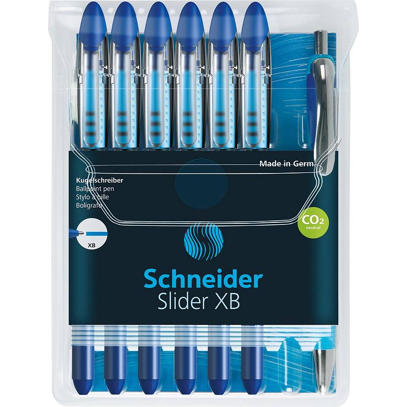 Foto van Schneider slider basic xb balpen, 6 + 1 gratis, blauw