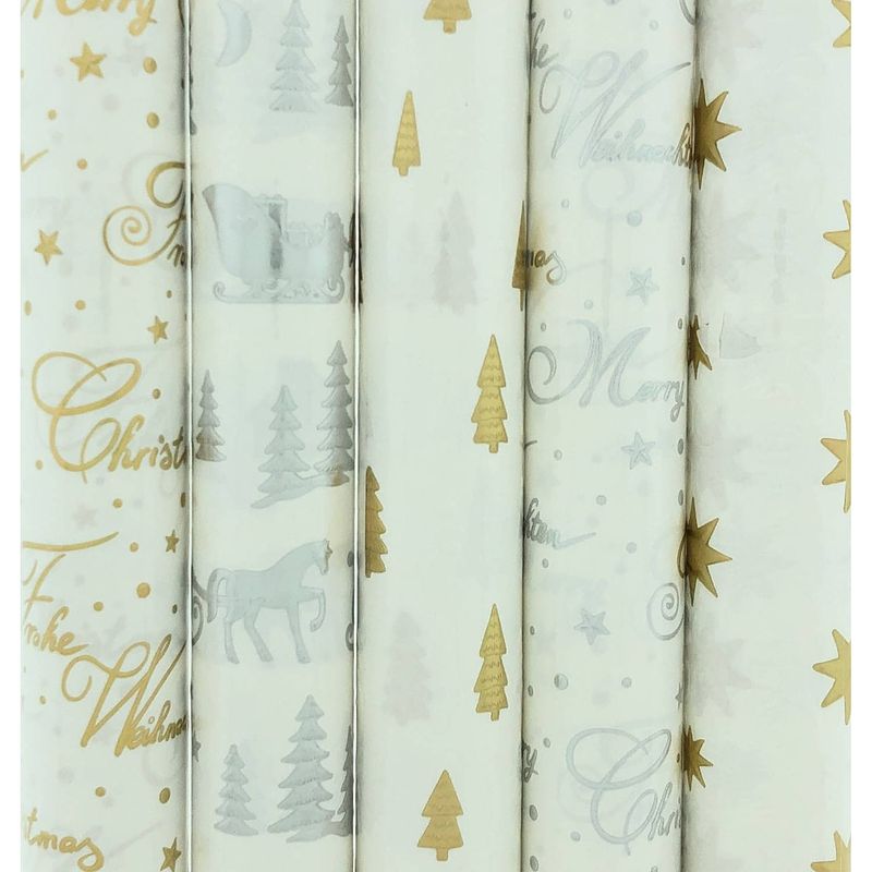 Foto van Assortiment kerstpapier cadeaupapier inpakpapier k11 - 150 x 70 cm - 5 rollen