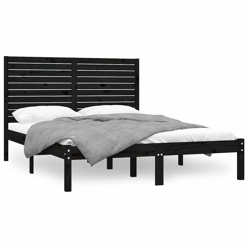 Foto van Vidaxl bedframe massief hout zwart 120x200 cm