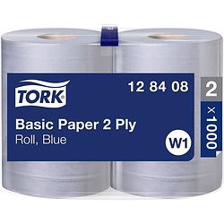 Foto van Tork 128408 standaard papieren doekjes, rol blauw w1