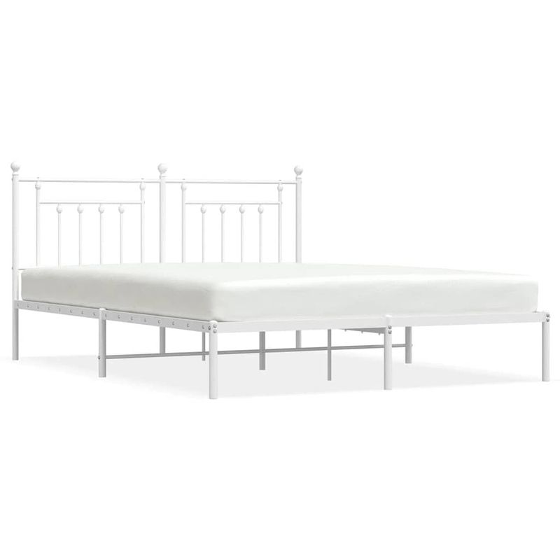 Foto van The living store bedframe met hoofdbord metaal wit 180x200 cm - bed