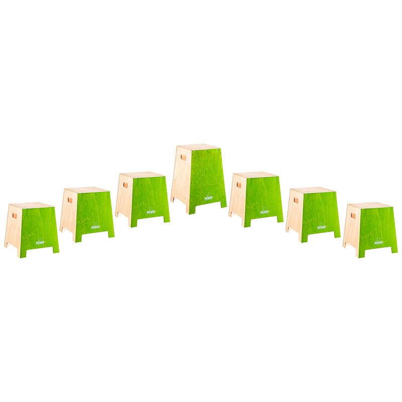 Foto van Nino percussion stackable classroom cajon group rhythm set 7-delig