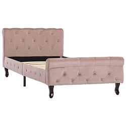 Foto van The living store bedframe - klassiek - roze fluweel - 226x96.5x74cm