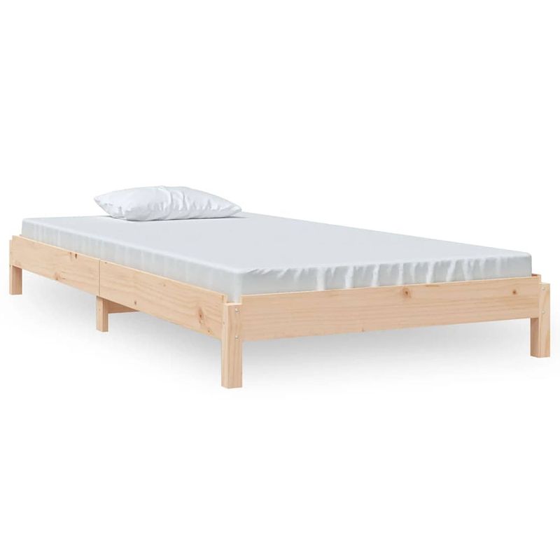 Foto van The living store stabelbaar bedframe - massief grenenhout - 196.5x96.5x22 cm - onbehandeld