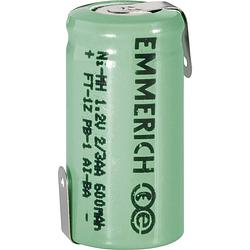 Foto van Emmerich 2/3 mignon zlf speciale oplaadbare batterij 2/3 aa z-soldeerlip nimh 1.2 v 600 mah