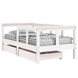 Foto van Vidaxl kinderbedframe met lades 70x140 cm massief grenenhout wit