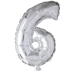 Foto van Wefiesta folieballon cijfer 's6's 40 cm zilver