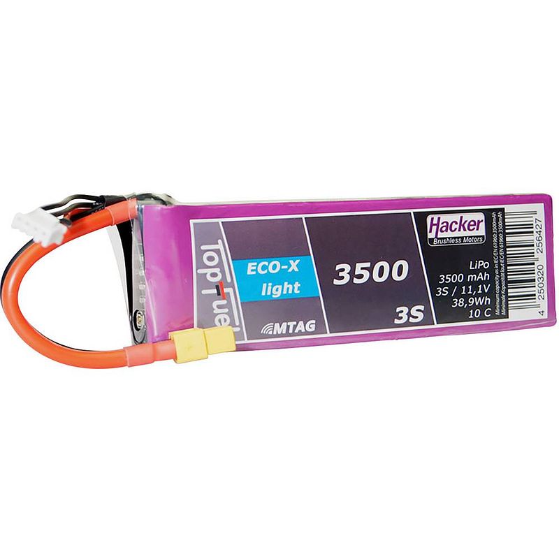 Foto van Hacker lipo accupack 11.1 v 3500 mah aantal cellen: 3 10 c softcase xt60