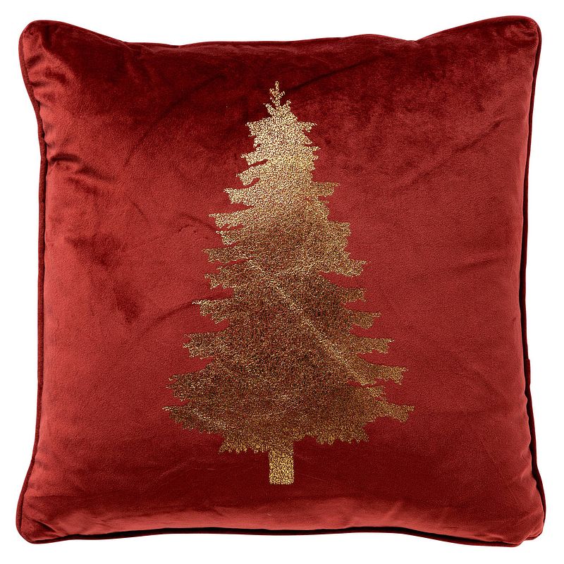 Foto van Tree - sierkussen 45x45 rood - kerst decoratie - velvet