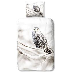 Foto van Good morning snowy owl flanel dekbedovertrek - 1-persoons (140x200/220 cm + 1 sloop)