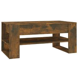 Foto van The living store salontafel gerookt eiken - bewerkt hout - 102 x 55 x 45 cm - montage vereist