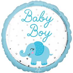 Foto van Anagram folieballon baby boy olifant 43 cm blauw/wit/zilver