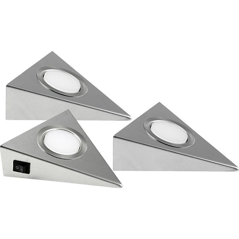 Foto van Heitronic genua led-onderbouwlamp set van 3 stuks led led vast ingebouwd 6 w warmwit rvs