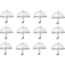 Foto van 12 stuks transparante koepelparaplu 85 cm - doorzichtige paraplu - trouwparaplu - bruidsparaplu - stijlvol - plastic - a
