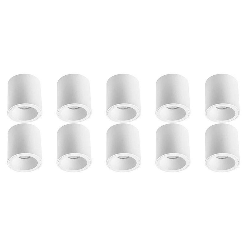 Foto van Opbouwspot 10 pack - pragmi cliron pro - gu10 fitting - opbouw rond - mat wit - aluminium - verdiept - ø90mm