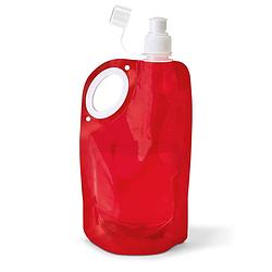 Foto van Waterfles/drinkfles opvouwbaar - rood - kunststof - 770 ml - schroefdop - waterzak - drinkflessen