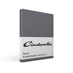 Foto van Cinderella flanel kussenslopen (set van 2) - 100% geruwde flanel-katoen - 60x70 cm - standaardmaat - antraciet