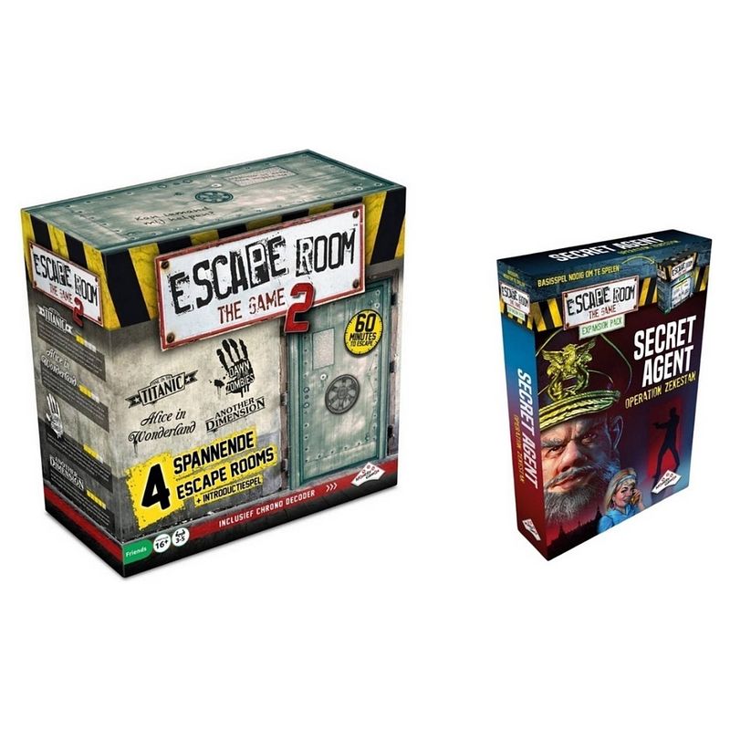 Foto van Spellenbundel - 2 stuks - escape room - the game basisspel 2 & uitbreiding secret agent