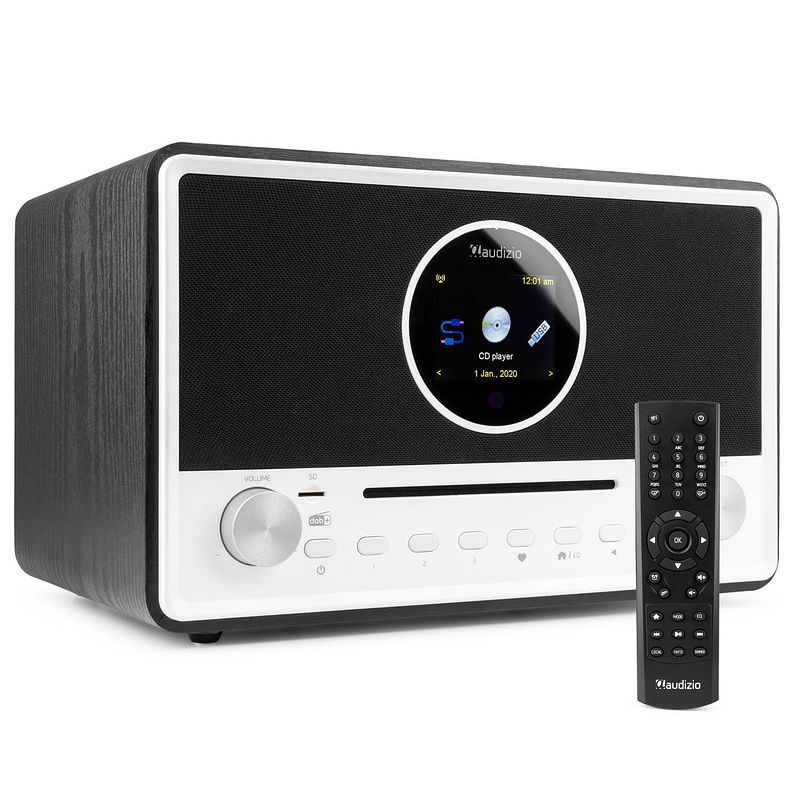 Foto van Dab radio met cd speler en bluetooth - audizio lucca - fm en internetradio - aux en usb stick ingang - wekker