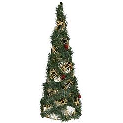 Foto van Kerstverlichting figuren led kegel kerstboom draad/groen 40 cm 20 leds - kerstverlichting figuur
