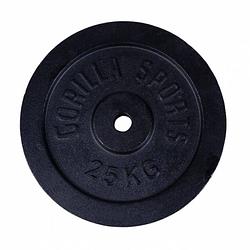 Foto van Gorilla sports gewichtsschijf - halterschijf - 25 kg - gietijzer zwart - 30 mm