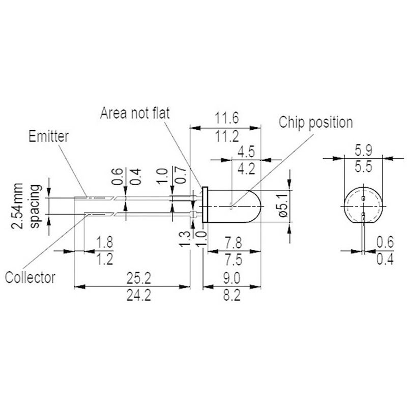 Foto van Osram fototransistor 5 mm 1100 nm 25 ° sfh 300 fa-3/4