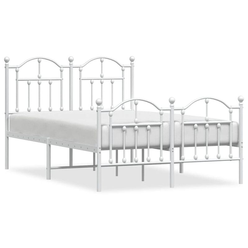 Foto van Vidaxl bedframe met hoofd- en voeteneinde metaal wit 120 x 190 cm