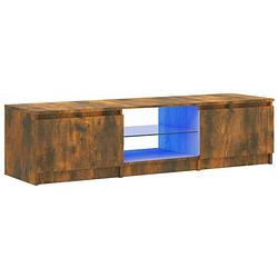 Foto van The living store tv-meubel - led-verlichting - gerookt eiken - 140x40x35.5 cm