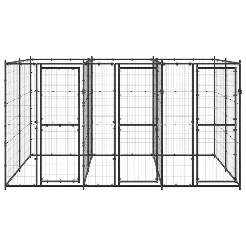 Foto van The living store hondenkennel - gepoedercoat staal - 330x220x180 cm - met deuren - zwart