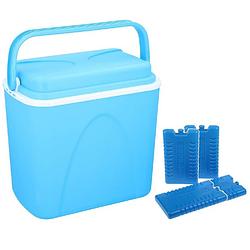 Foto van Koelbox blauw 24 liter 39 x 25 x 38 cm incl. 4 koelelementen - koelboxen