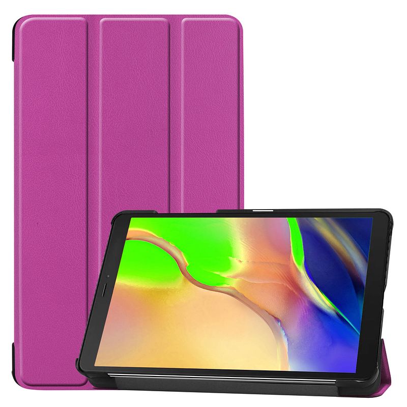 Foto van Basey samsung galaxy tab a 8.0 (2019) hoesje kunstleer hoes case cover samsung galaxy tab a 8.0 (2019)-paars