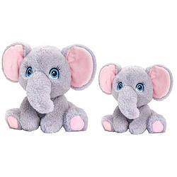 Foto van Keel toys - pluche knuffel dieren set 2x olifanten 18 en 25 cm - knuffeldier