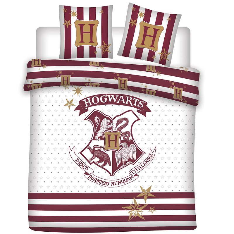 Foto van Harry potter dekbedovertrek hogwarts - lits jumeaux - 240 x 220 cm - wit