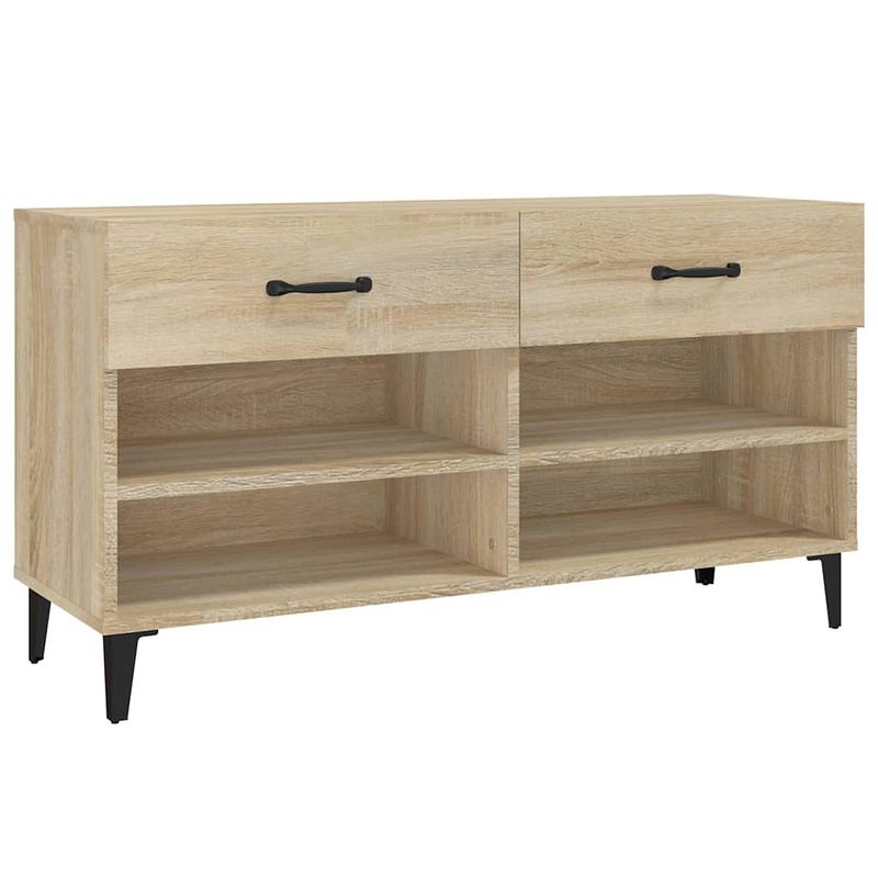 Foto van The living store schoenenkast - sonoma eiken - 102x35x55 cm - stevig materiaal